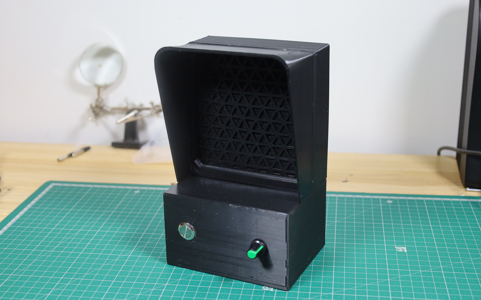 DIY fume extractor on a cutting mat